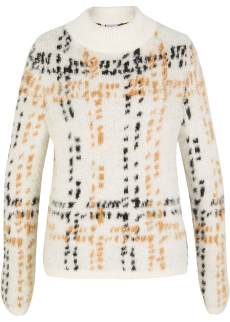 Pullover mit Stehkragen in weiß von vorne - bpc selection