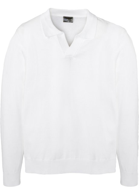 Pullover mit Polokragen in weiß von vorne - bpc selection