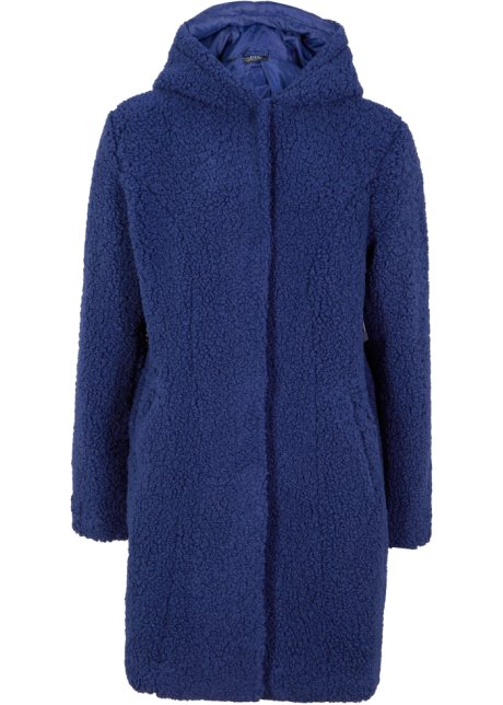 Teddy-Jacke mit Kapuze in blau von vorne - bpc bonprix collection