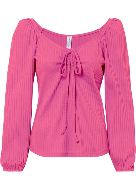 Shirt mit Schnürung in pink von vorne - RAINBOW
