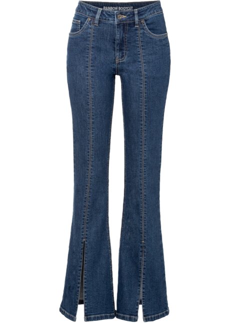 Bootcut-Jeans mit Schlitzdetail mit Positive Denim #1 Fabric in blau von vorne - RAINBOW