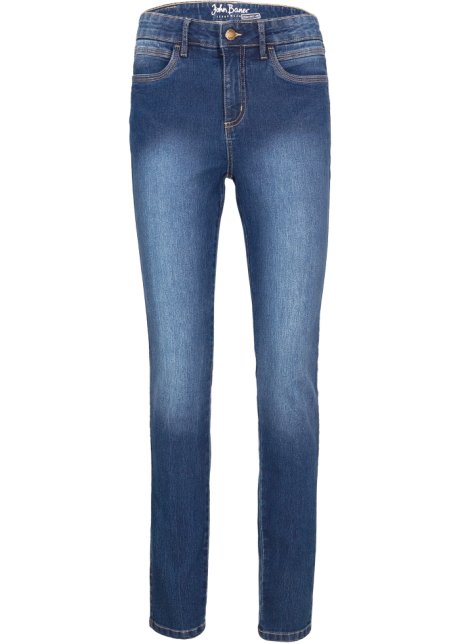Skinny Jeans Mid Waist, Stretch  in blau von vorne - John Baner JEANSWEAR