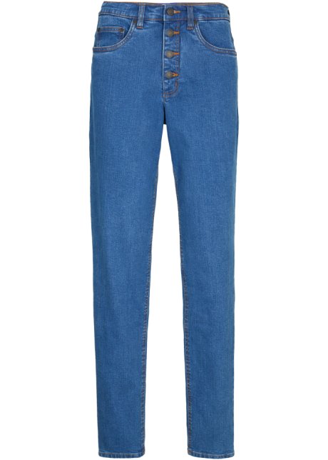 Essential Stetch-Mom-Jeans in blau von vorne - John Baner JEANSWEAR