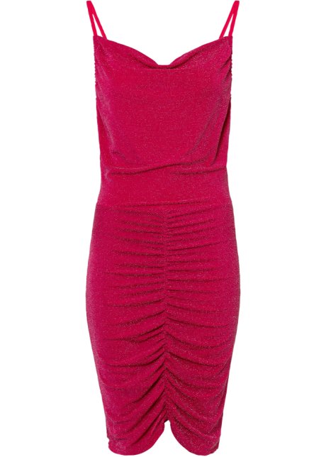 Kleid mit Glitzereffekt in pink von vorne - BODYFLIRT