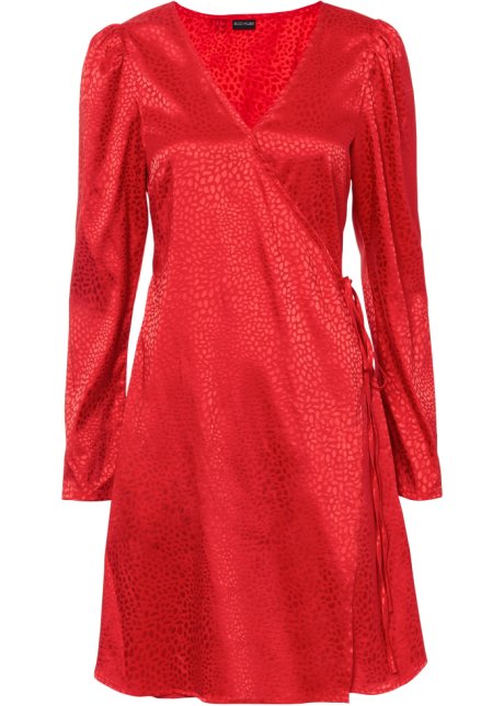 Kleid in Wickeloptik in rot von vorne - BODYFLIRT