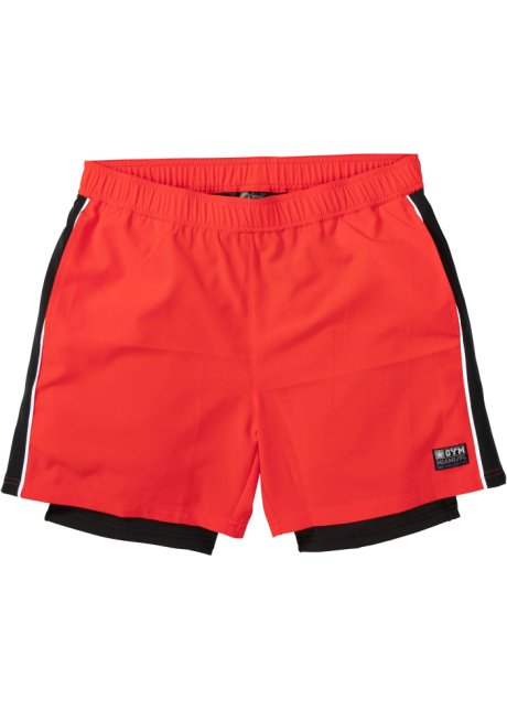Sporthose mit Shorts, 2 in 1-Optik in rot von vorne - bpc bonprix collection