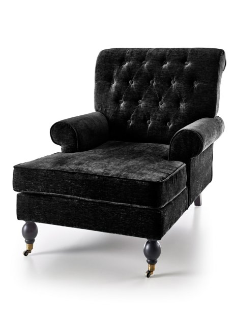 Sessel mit Fußablage in schwarz von vorne - bpc living bonprix collection