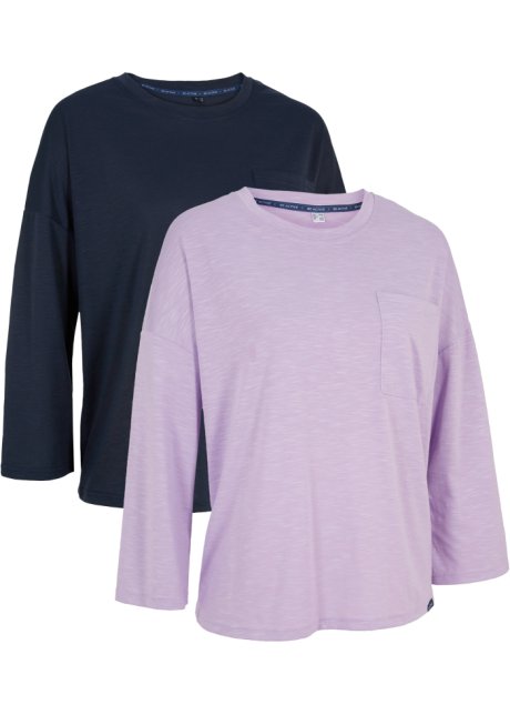Funktions-T-Shirt, 2er Pack, 3/4-Arm in blau von vorne - bpc bonprix collection