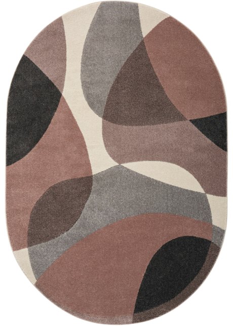 Ovaler Teppich mit geometrischen Formen in rosa - bpc living bonprix collection