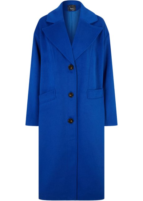 Mantel in Wolloptik mit A-Linie in blau von vorne - bpc bonprix collection