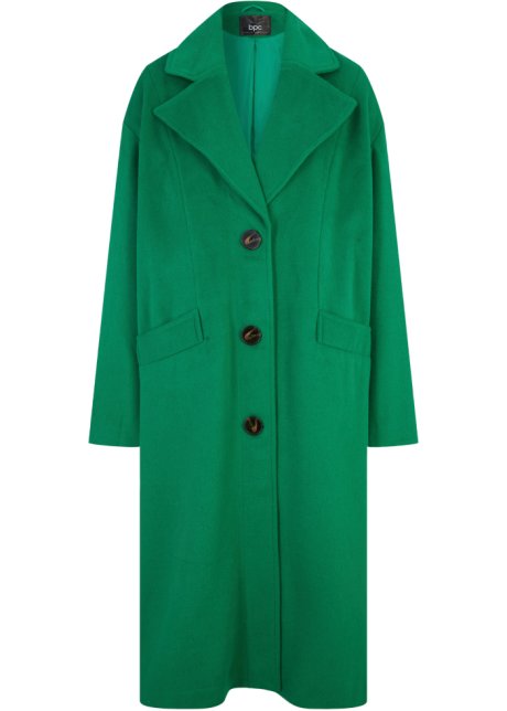 Mantel in Wolloptik mit A-Linie in grün von vorne - bpc bonprix collection