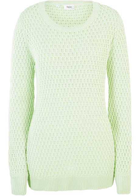 Pullover mit Strukturstrick in grün von vorne - bpc bonprix collection