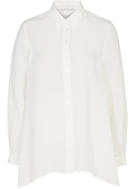 Bluse mit Seidenanteil in weiß von vorne - bonprix PREMIUM