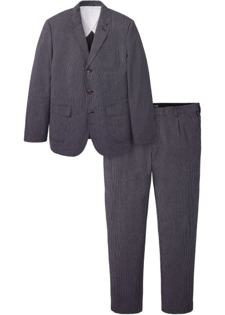 Anzug Seersucker (2-tlg.Set): Sakko und Hose in schwarz von vorne - bpc selection