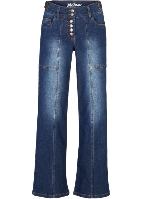 Komfort-Stretch-Jeans, Wide Fit  in blau von vorne - John Baner JEANSWEAR