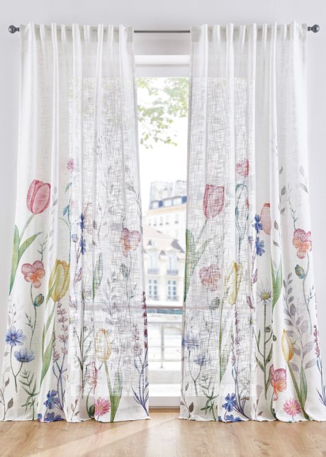 Vorhang mit Blumen Druck (1er Pack) in weiß - bpc living bonprix collection