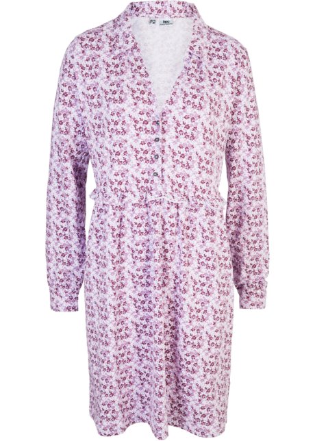 Bedrucktes Jerseykleid mit Knopfleiste in lila von vorne - bpc bonprix collection