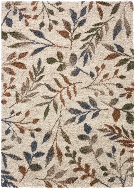 Hochflor Teppich mit floraler Musterung in beige - bpc living bonprix collection
