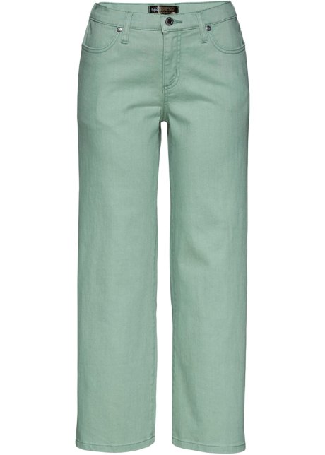 Stretch-Jeans-Culotte in grün von vorne - bpc selection premium
