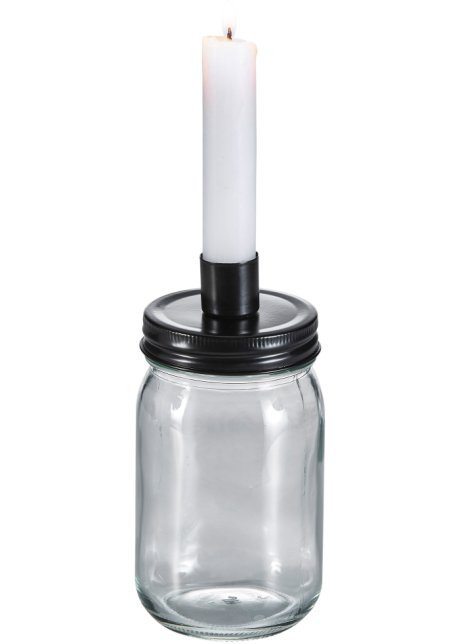 Kerzenhalter mit Glas in schwarz - bpc living bonprix collection