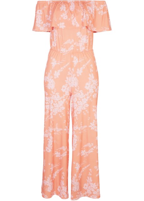 Jersey-Jumpsuit mit Blumen-Print in orange von vorne - bpc selection premium