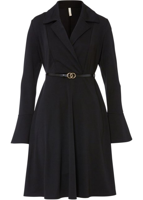 Blazer-Kleid mit Gürtel  in schwarz von vorne - BODYFLIRT boutique