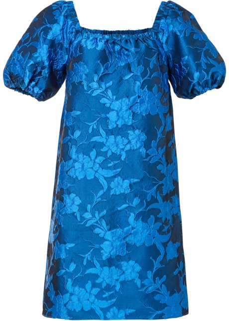 Kleid, Jacquard in blau von vorne - BODYFLIRT boutique