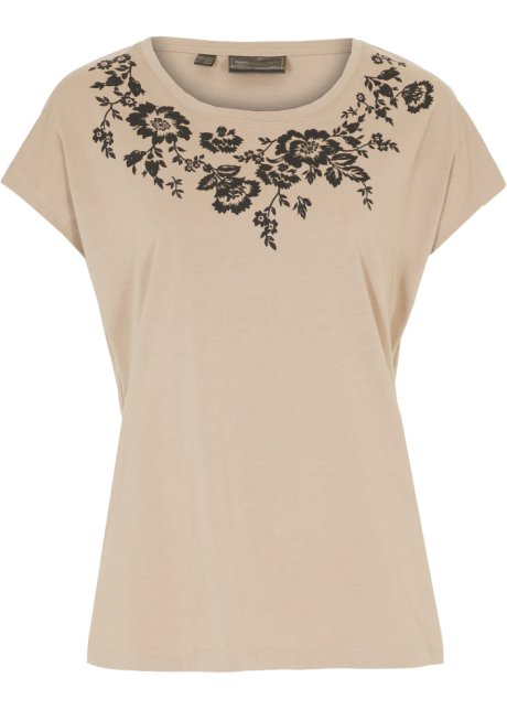 Shirt mit Blumendruck in braun von vorne - bpc selection
