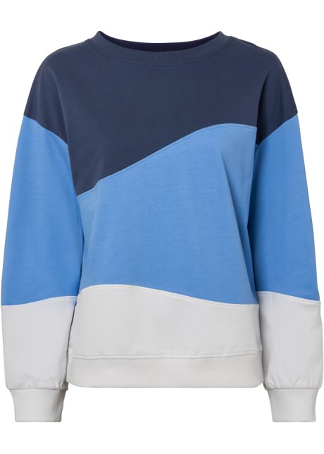 Sweatshirt mit recyceltem Polyester in blau von vorne - RAINBOW