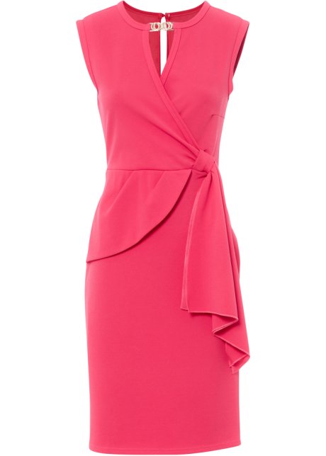Kleid mit Knotendetail in pink von vorne - BODYFLIRT boutique