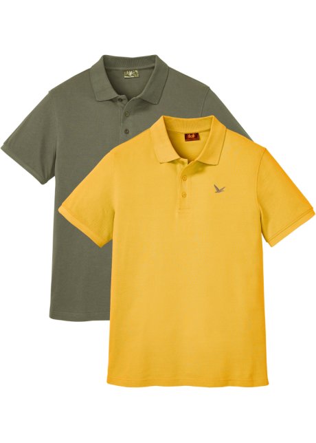 Poloshirt, Kurzarm (2er Pack) in gelb von vorne - bpc bonprix collection