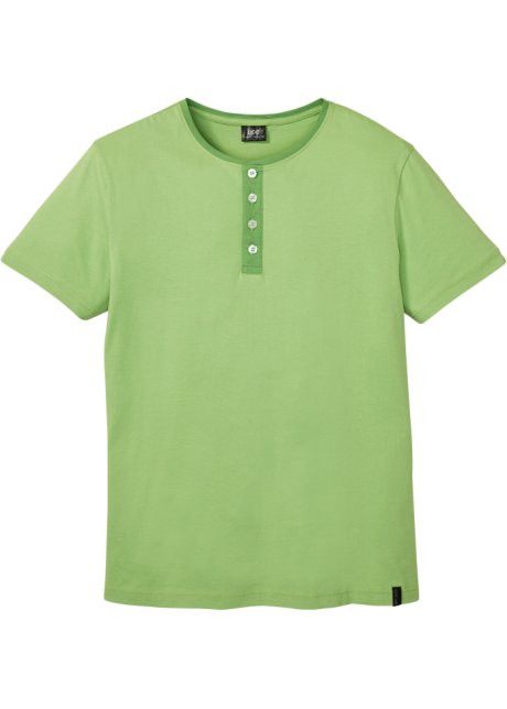 Henleyshirt, Kurzarm mit Komfortschnitt in grün von vorne - bpc bonprix collection