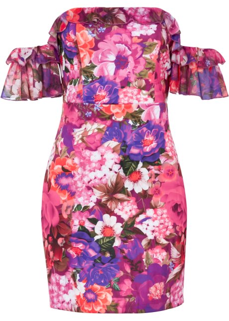 Kleid mit Volantärmeln in lila von vorne - BODYFLIRT boutique