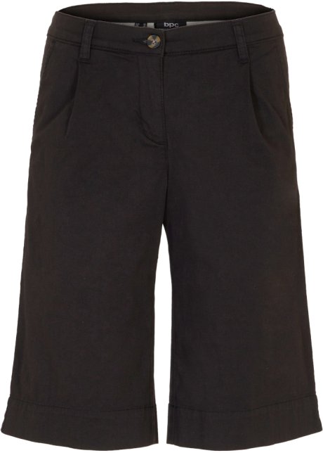 Weite Twill-Shorts in schwarz von vorne - bpc bonprix collection