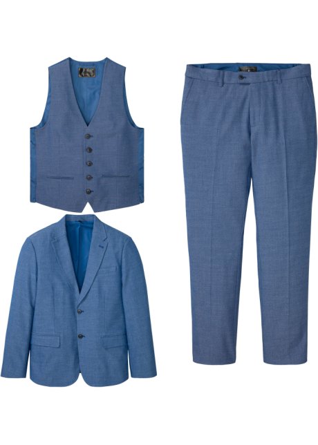 Anzug (3-tlg.Set): Sakko, Hose, Weste in blau von vorne - bpc selection