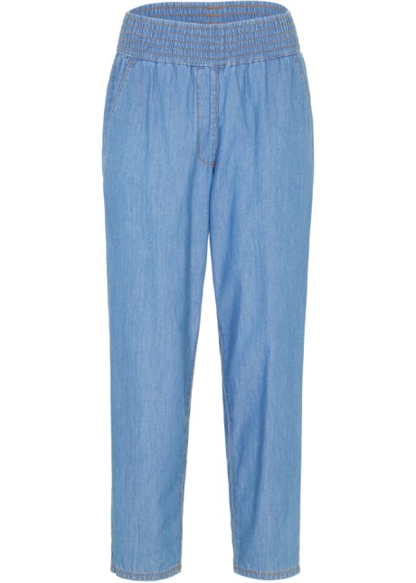  Mom Jeans, High-Waist, Bio-Baumwolle in blau von vorne - bpc bonprix collection