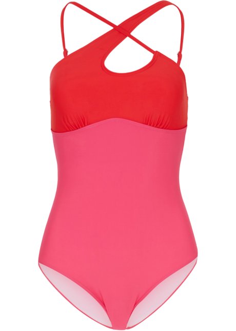 Shape Badeanzug aus recyceltem Polyamid leichte Formkraft in pink von vorne - BODYFLIRT