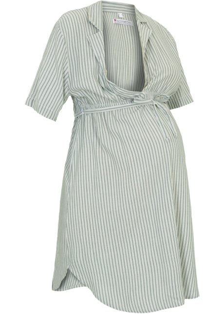Umstands-Blusenkleid / Still-Blusenkleid mit Bindeband in weiß von vorne - bpc bonprix collection
