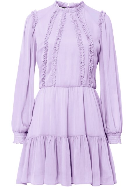 Kleid aus Chiffon in lila von vorne - BODYFLIRT