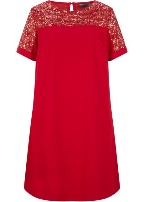 Kleid mit Pailletten-Einsatz in rot von vorne - bpc selection