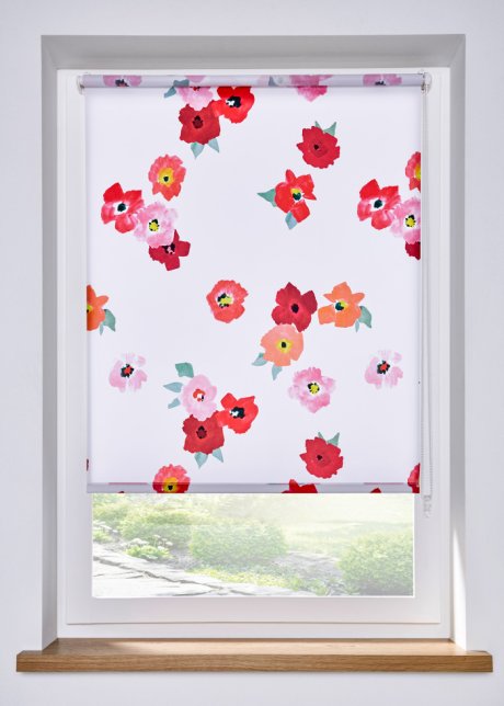 Sichtschutzrollo mit Blumendruck in weiß - bpc living bonprix collection