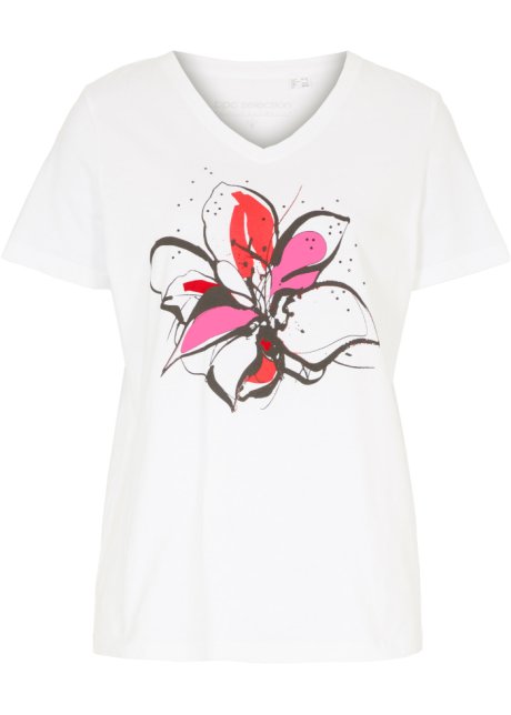 Shirt mit floralem Druck in weiß von vorne - bpc selection