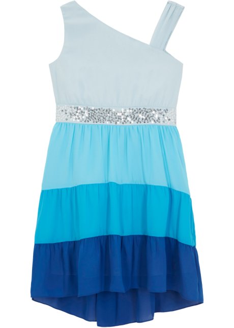 Festliches Mädchen One-Shoulder-Kleid  in blau von vorne - bpc bonprix collection