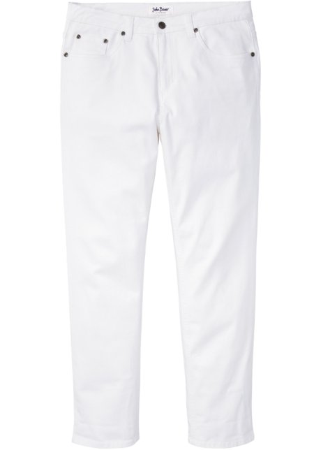Classic Fit Stretch-Jeans, Tapered in weiß von vorne - John Baner JEANSWEAR