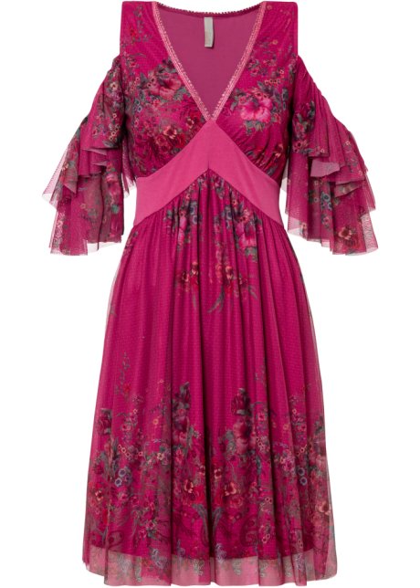 Cold-Shoulder-Kleid in pink von vorne - BODYFLIRT boutique