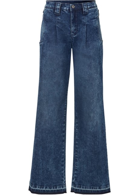 Weite Jeans mit Faltendetails in blau von vorne - RAINBOW