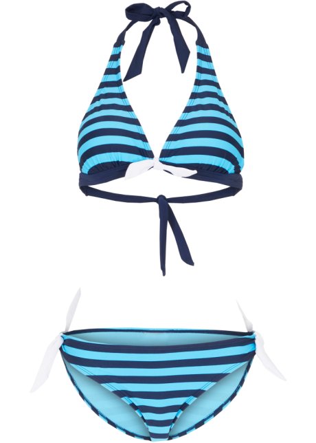 Neckholder Bikini (2-tlg. Set) in blau von vorne - bpc bonprix collection