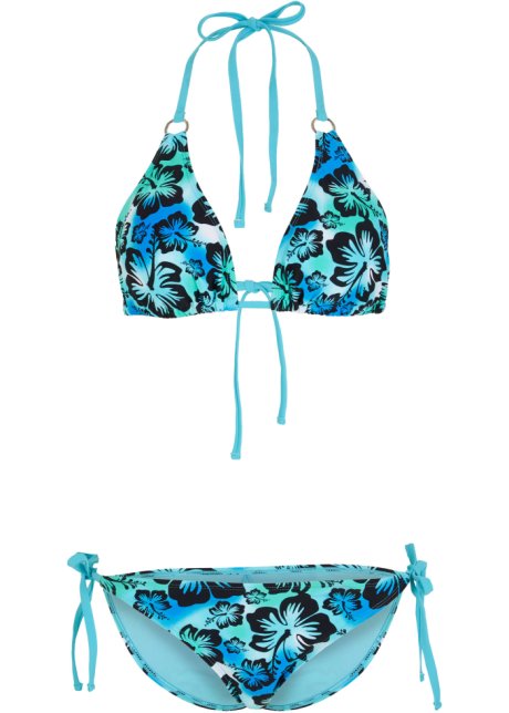 Triangel Bikini (2-tlg. Set) aus recyceltem Polyamid in blau von vorne - RAINBOW