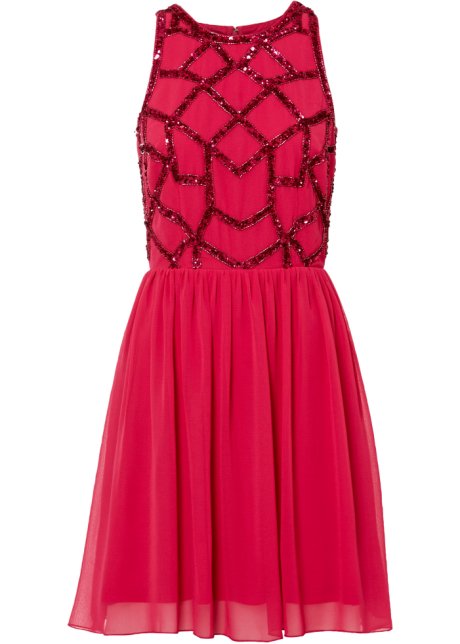 Kleid mit Perlen-Applikation in pink von vorne - BODYFLIRT