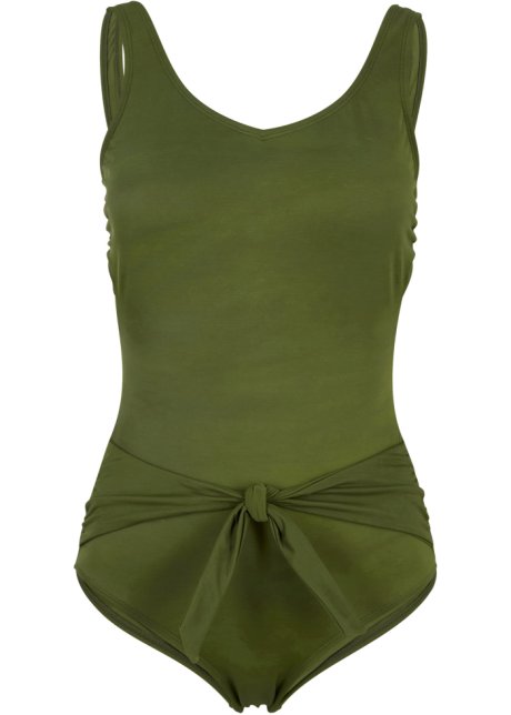 Badeanzug aus recyceltem Polyamid in grün von vorne - bpc selection